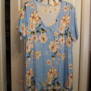 Popyoung Floral Tee Shirt Tunic Sz XL
